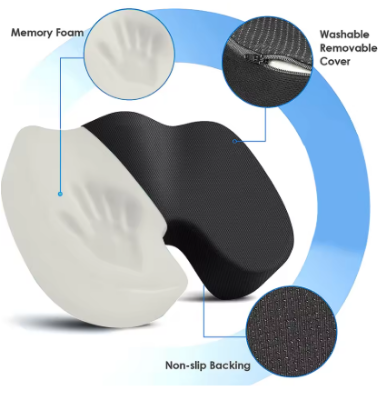 Picture of Seat Cushions for Office Chairs,Memory Foam Coccyx Cushion Pads for Tailbone Pain,Sciatica Relief Pillow,Correct Sitting Posture 