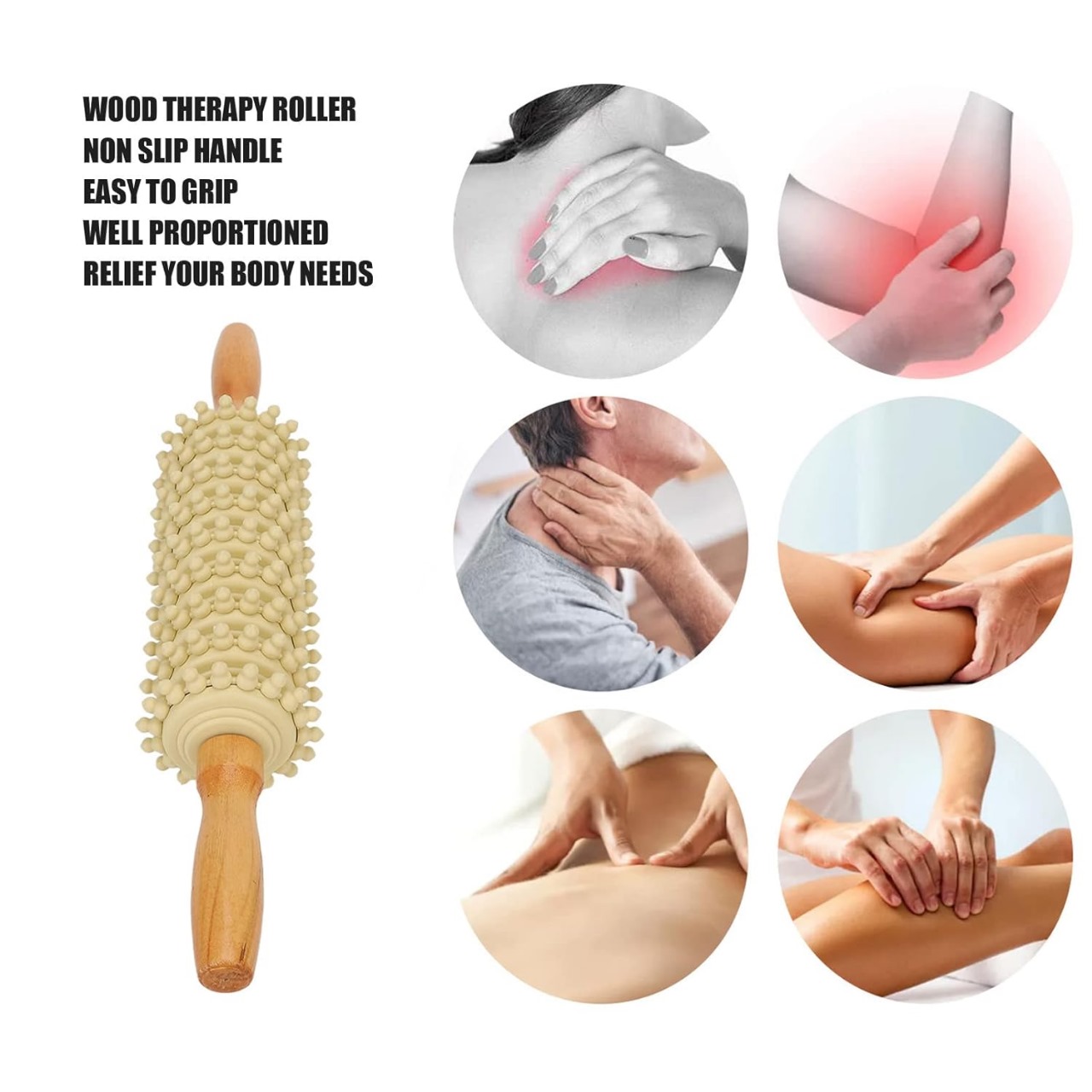 Picture of Ketsicart Wood Therapy Roller, Wooden Massage Roller Muscle Blasting Trigger Points for Home -Health Proo Multicolor
