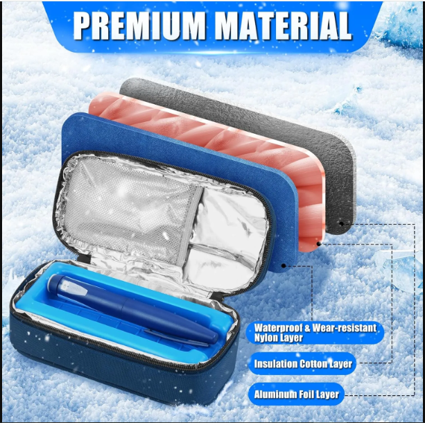 Picture of Upgraded Insulin Cooler Travel Case, Diabetic Travel Bag for Insulin Pens, Needles and Diabetes Supplies, Small Insulated Medicine Carrying Case with TSA Approved Ice Pack-healthproo 