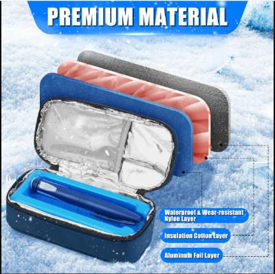 Picture of Upgraded Insulin Cooler Travel Case, Diabetic Travel Bag for Insulin Pens, Needles and Diabetes Supplies, Small Insulated Medicine Carrying Case with TSA Approved Ice Pack-healthproo 