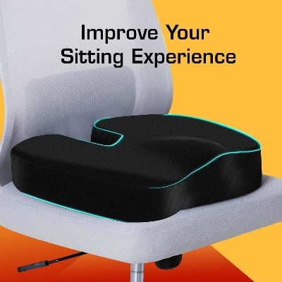 Picture of Memory Foam Coccyx Seat Cushion for Tailbone, Sciatica, Lower Back Pain Relief Hip Support Pillow Contoured Cushion for Office/Home Chair, Wheelchair-healthproo 
