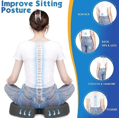 Picture of Memory Foam Coccyx Seat Cushion for Tailbone, Sciatica, Lower Back Pain Relief Hip Support Pillow Contoured Cushion for Office/Home Chair, Wheelchair-healthproo 