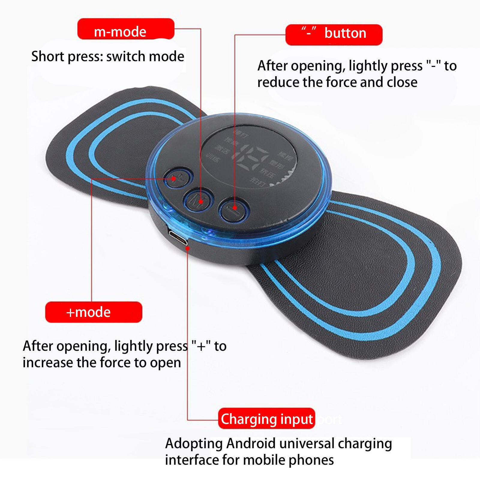 Picture of Tens Units EMS Mini Massager,Muscle Stimulator Full Body Relaxation Machine Rechargeable Device for Legs Back Neck Pain Relief Electromagnetic Therapy For Unisex Multicolor