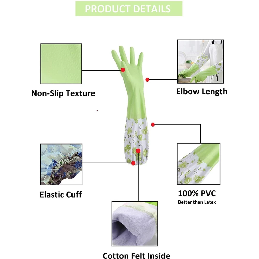 Picture of High Quality Multicolor Silicone Kitchen Hand Gloves for Dish Washing - 1 Pair Multicolor
