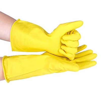 Picture of 13-Inch Black Industrial Rubber Hand Glove - Cleaning, Safety, and Multipurpose Use (Free Size, Size G)-healthproo Multicolor