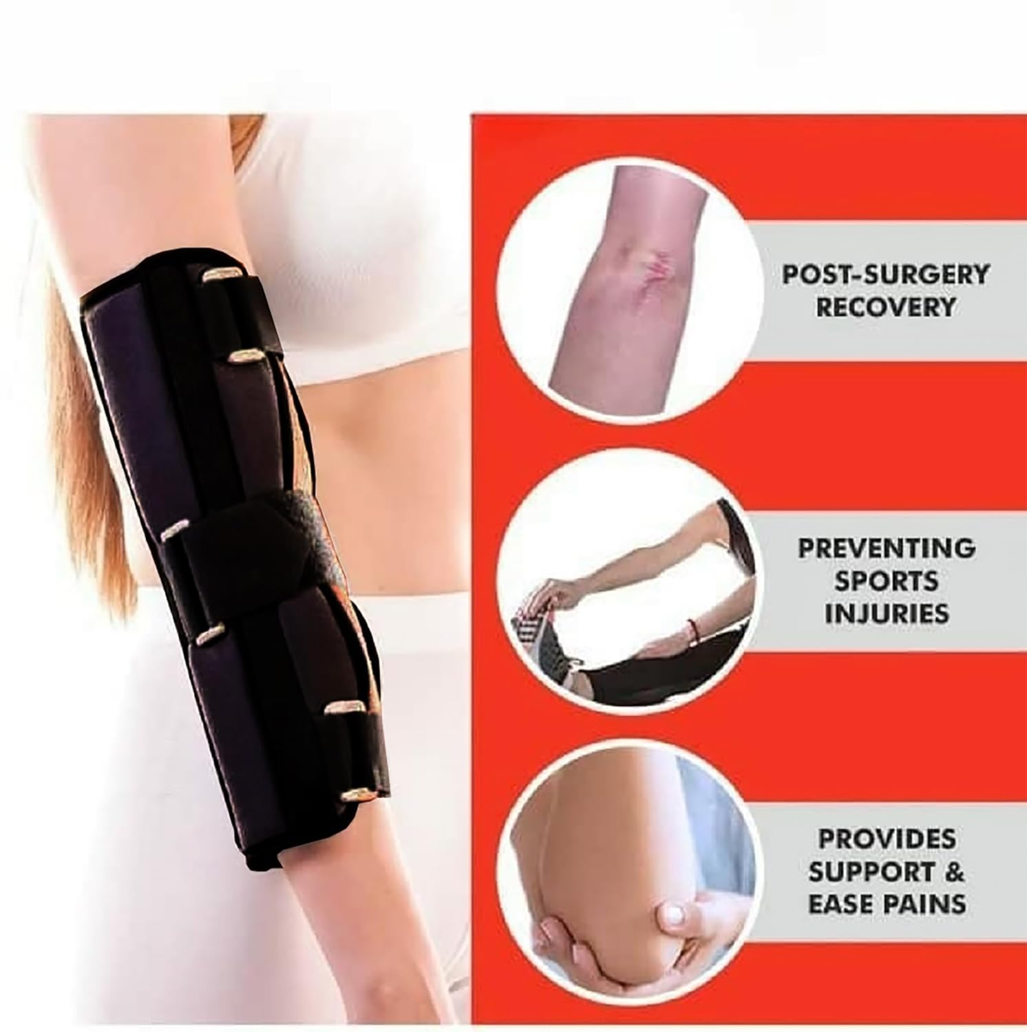 Picture of Arm Immobilizer aluminium & neoprene Brace Elbow Splint Support Stabilizer For Elbow Fracture Wrist Elbow Support For Dislocation, Sprains & Broken Arm(universal size)-healthproo Grey