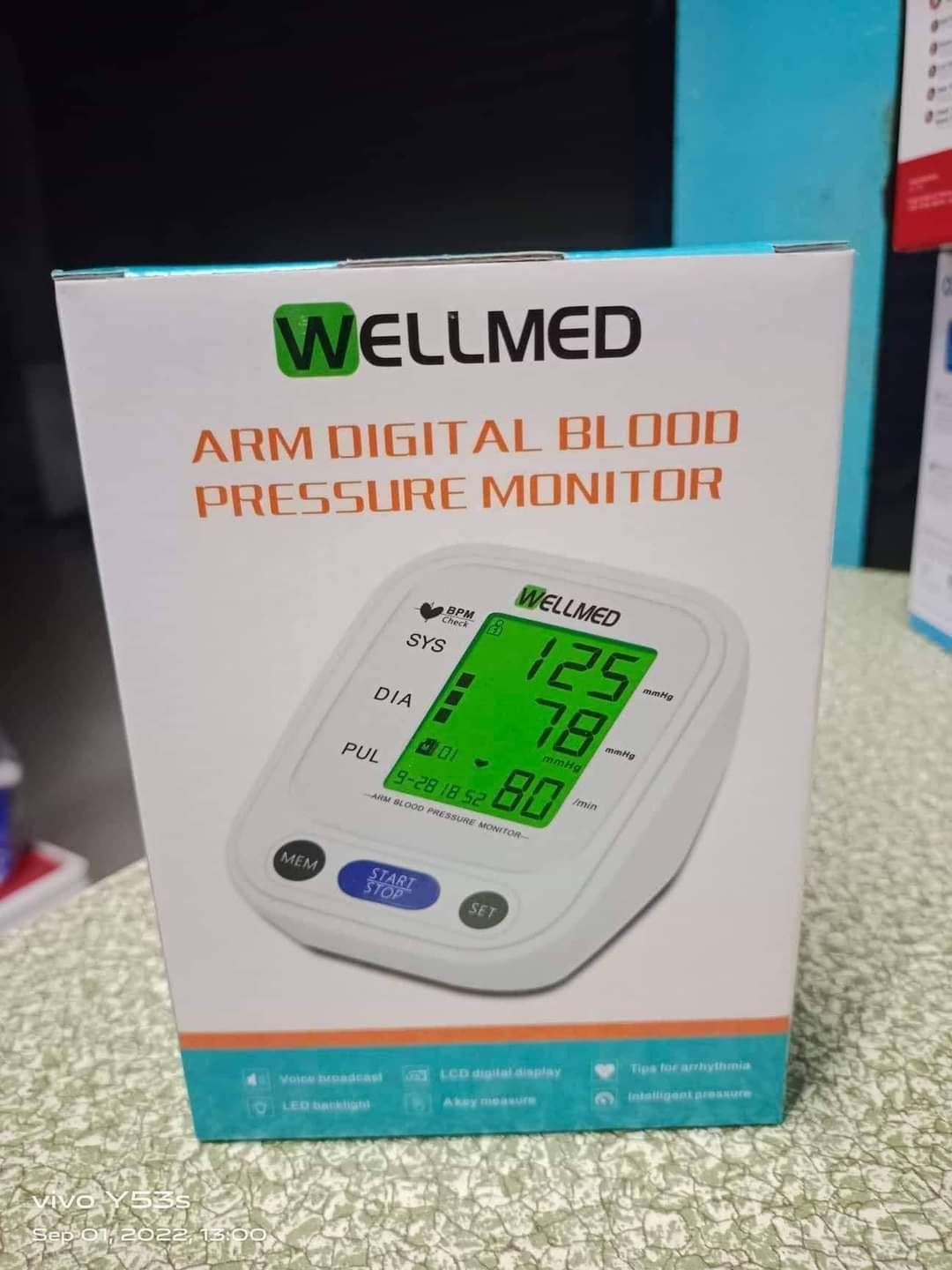 Picture of Wellmed Arm Digital Blood Pressure Monitor BP Machine Multicolor