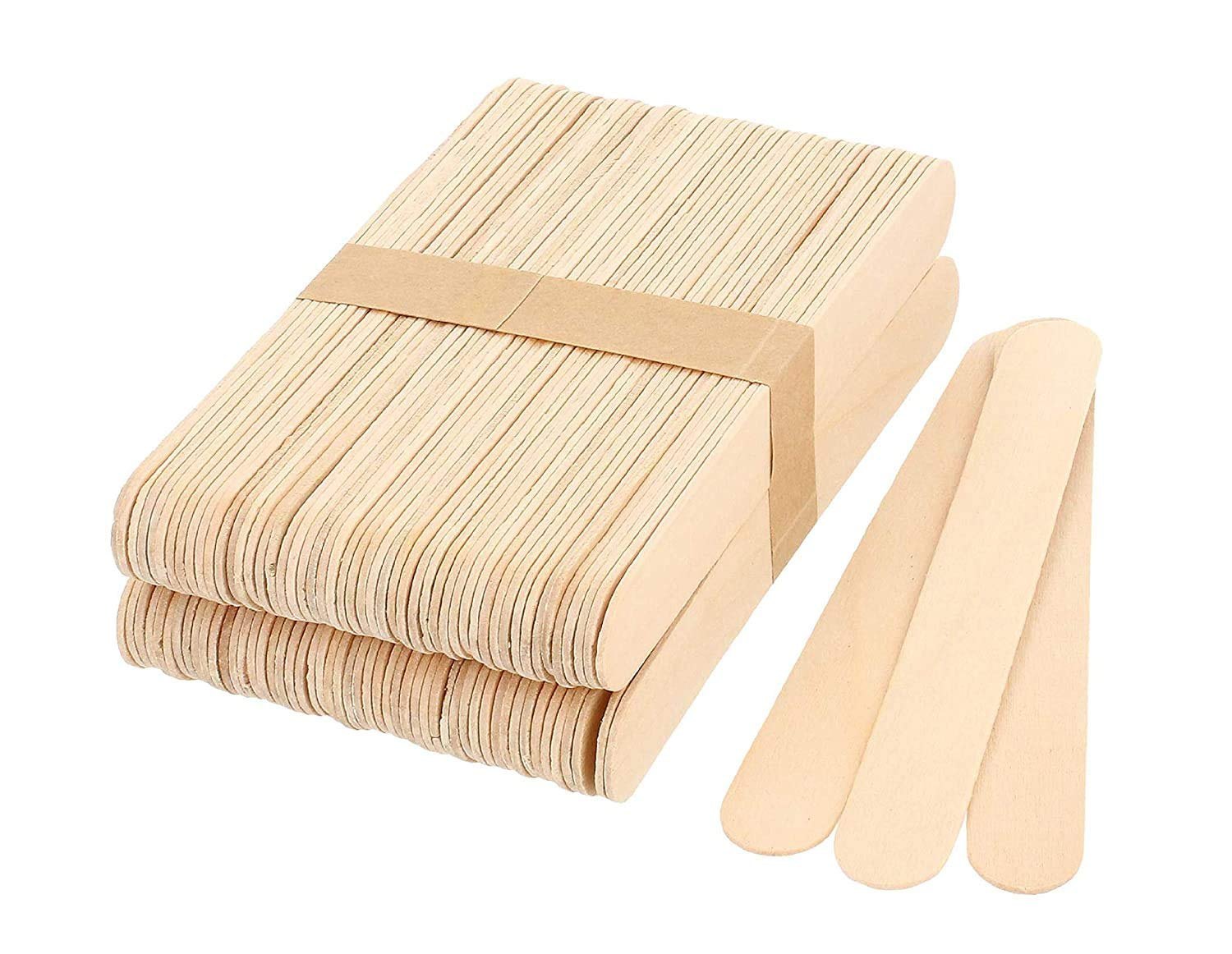 Picture of 100 Pcs 6" Medical Tongue Depressors Wooden Toungue Waxing Spatula Wax Ice Cream Sticks DIY Craft Multicolor