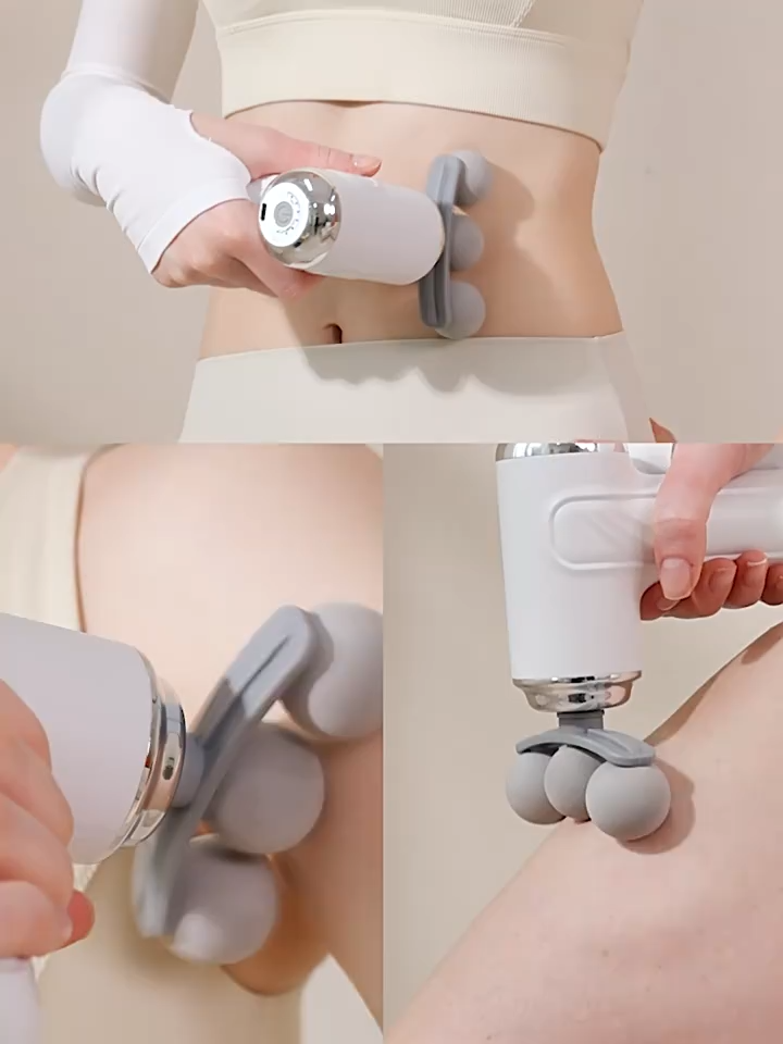 Picture of Portable Massage Gun, Triple head Massage Gun Pro+ Mini, 3-Head Percussion, 6-Speed Settings, Deep Tissue Muscle Relief, 2300-3200RPM, with 9 Attachments, 1200mAh Battery-healthproo care 