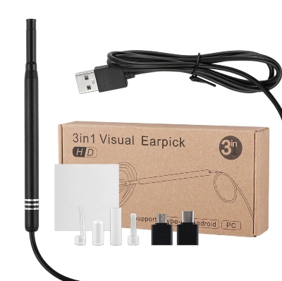 Picture of Medical In Ear Cleaning Endoscope Spoon Mini Camera Ear Picker Ear Wax Removal Visual Ear Mouth Nose Otoscope Multicolor