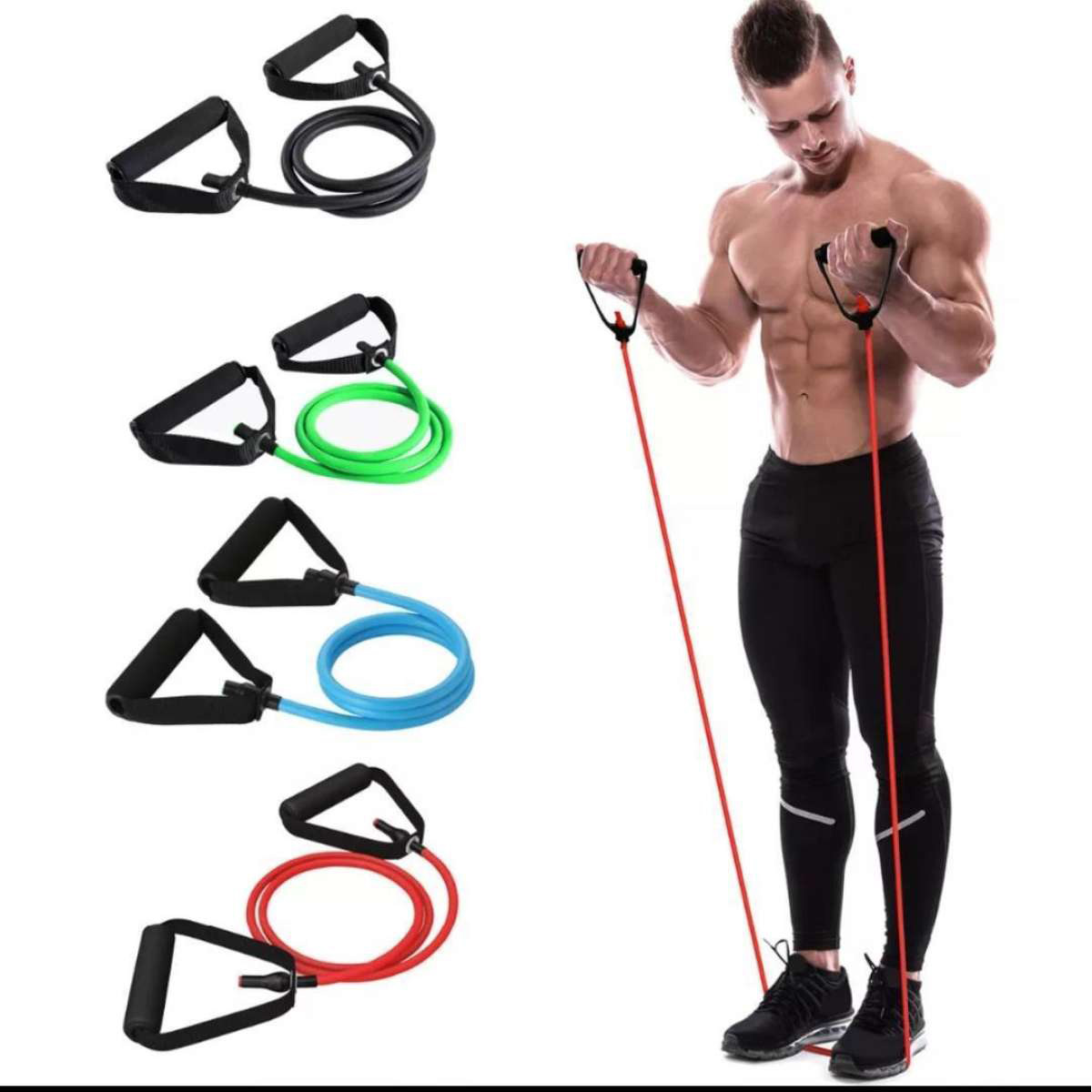 Picture of 120cm Yoga Pull Rope Elastic Resistance Bands Fitness Workout Exercise Tubes Practical Training Rubber Tensile Expander Multicolor