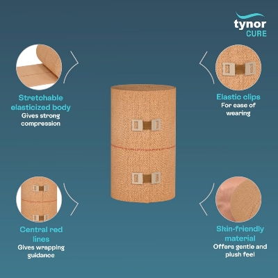 Picture of Tynor Tynocrepe cotton bandage, Beige, 6cm x 4m, 1 Unit 