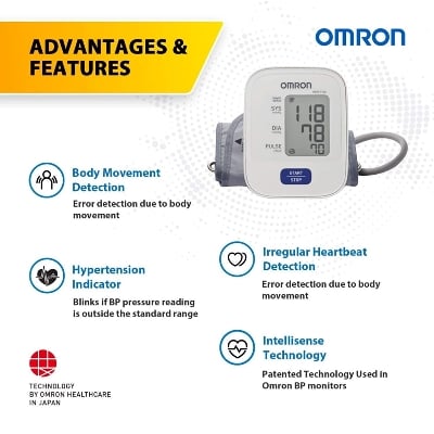 Picture of Omron HEM 7120 Fully Automatic Digital Blood Pressure Monitor With Intellisense Technology For Most Accurate Measurement Multicolor