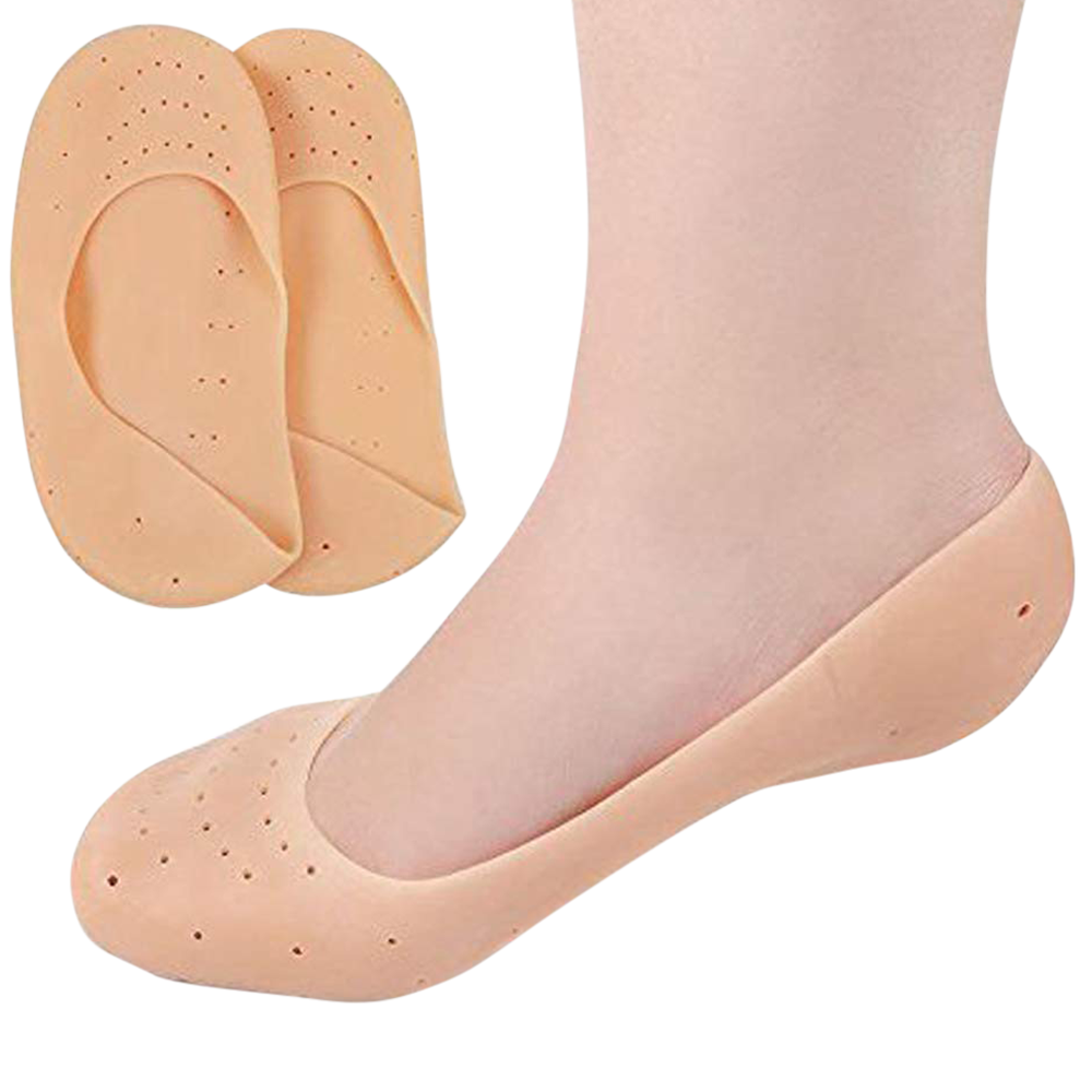 Picture of Smiling Foot Anti Crack Full Length Silicone Protector Moisturizing Socks Silicone Socks Smiling Foot For Relaxation Protector Moisturizing Socks-2 Pcs Multicolor