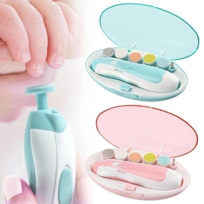 Picture of Baby Electric Nail File Trimmer | 8 in 1 Safe Baby Nail Trimmer | Baby Nail Clippers with 6 Grinding Heads and Light | Baby Nail Care Kit for All Ages Multicolor