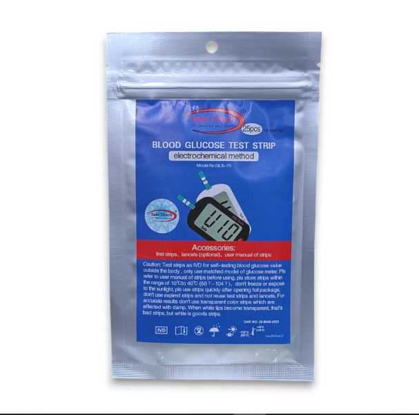 Picture of Safe Touch Glucose Meter Strips 25pcs Foil pack strips-healthproo 