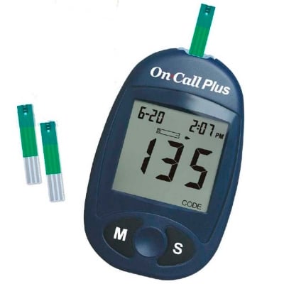 Picture of On Call Plus Glucometer with 10 FREE strips from ACON USA-healthproo Blue