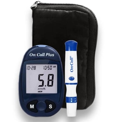 Picture of On Call Plus Glucometer with 10 FREE strips from ACON USA-healthproo Blue