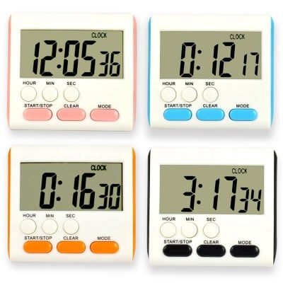 Picture of Kitchen Clock English 24-hour Electronic Timer Digital Reminder Alarm Clocks Cooking Countdown Timer LCD Multifunction Home Multicolor