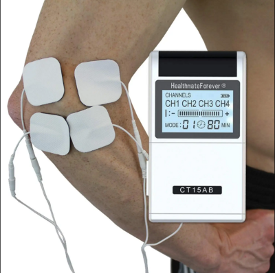 Picture of Tens Ems Muscle Steamulator 15 Mode 4 Output 8 Pad Pain Relief Electric Pulse Impulse Massure Machine Machine Machine Electrotherapy Machine Multicolor