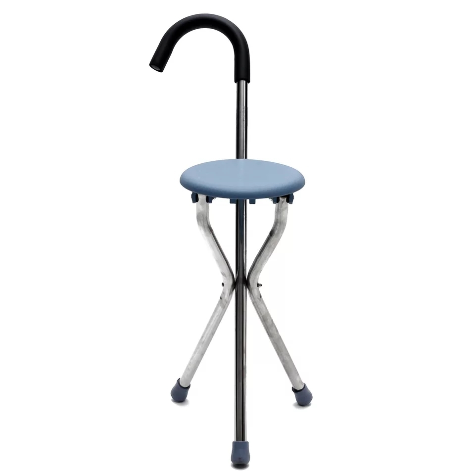 Picture of Elderly Folding Walking Stick Chair for Elderly Aluminum Walker Seat Walking Stick with Old People 2 in 1 Walking/Seat - stick Multicolor