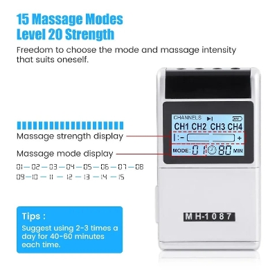 Picture of 15 Modes 4 Output Channel PMS Eletric Professional Muscle Stimulation Physiotherapy Tens Electrodes Machines Body Massager Pads-Health proo Multicolor