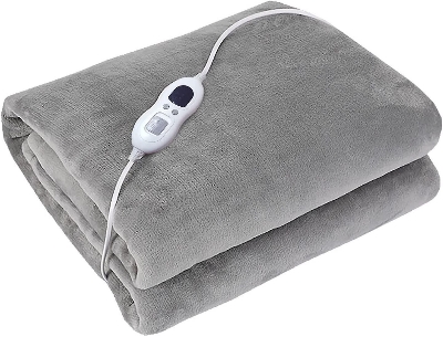 Picture of Electric Bed Warmer - Electric Under Blanket - Single Bed Size (60inch x 32 inch) with 3 Heat Settings & Dual Safety Feature with Over Heat Protection - Color: Light Ash