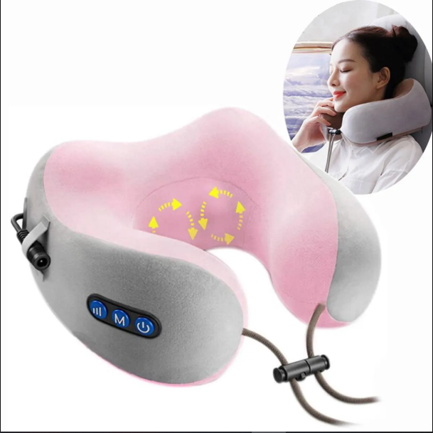Picture of Neck Massager Rechargeable U Shape Massage Electric Stress Pain Relieve Shoulder Pillow Multicolor