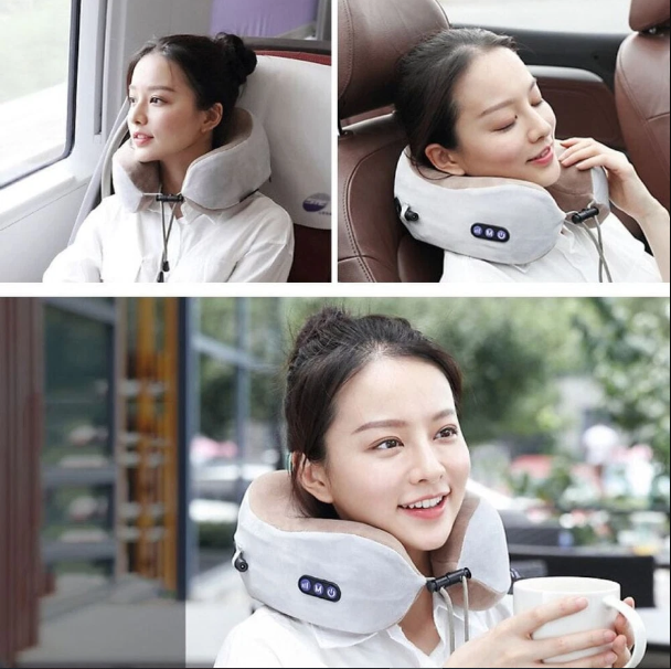 Picture of Neck Massager Rechargeable U Shape Massage Electric Stress Pain Relieve Shoulder Pillow Multicolor