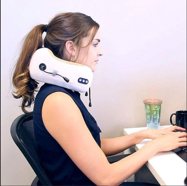 Picture of Neck Massager Rechargeable U Shape Massage Electric Stress Pain Relieve Shoulder Pillow Multicolor
