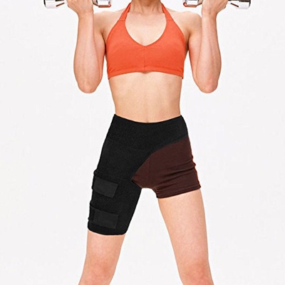 Picture of Thigh Support Support Brace Compression Thigh Strap Wrap for Recovery Sports Pain Relief Black