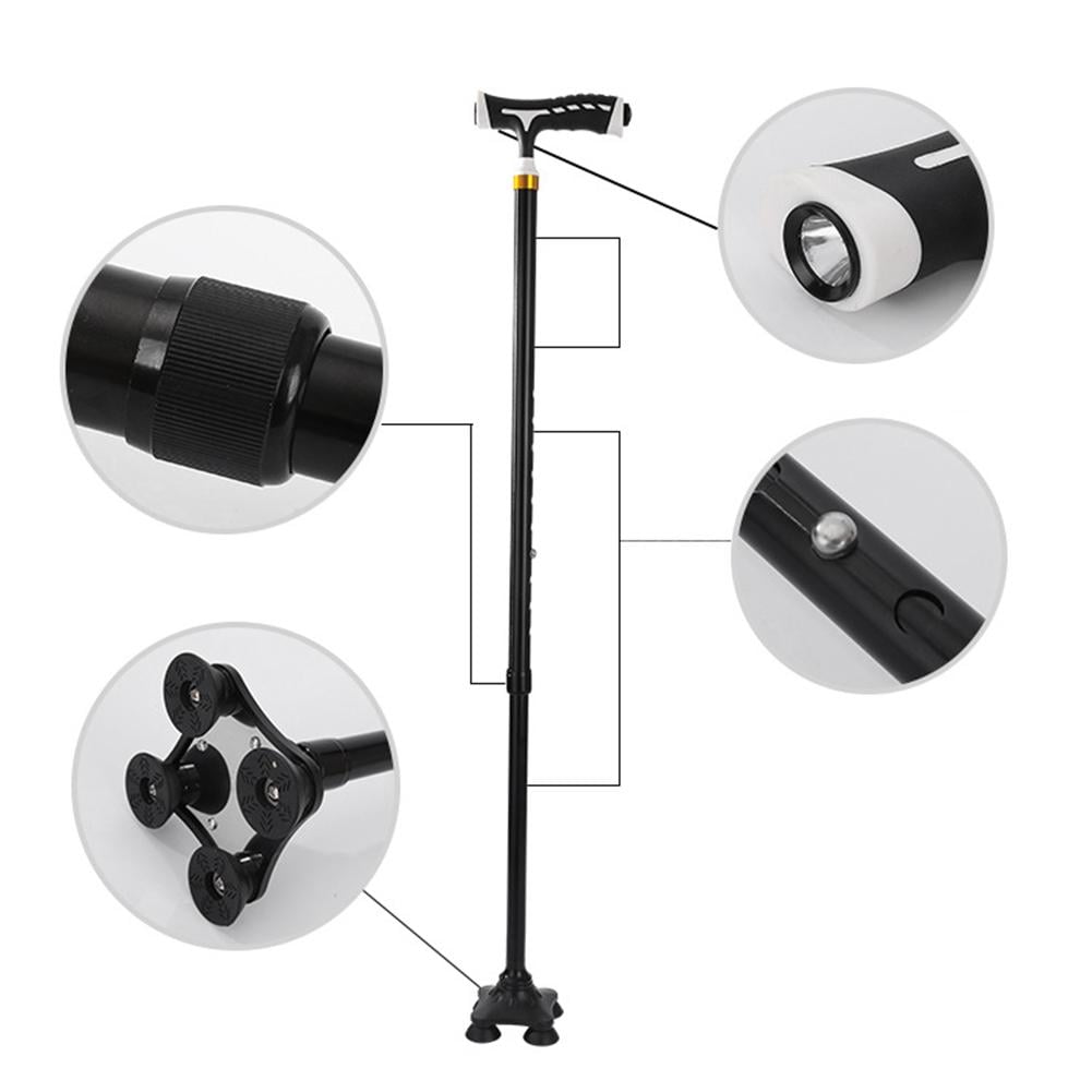 Picture of Folding Trekking Poles T-handle Hiking Anti-Slip Poles Cane Walking Stick Cane Crutch with LED Light Mountaineering Hiking Tools-Health Proo Multicolor