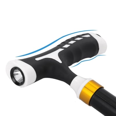 Picture of Folding Trekking Poles T-handle Hiking Anti-Slip Poles Cane Walking Stick Cane Crutch with LED Light Mountaineering Hiking Tools-Health Proo Multicolor