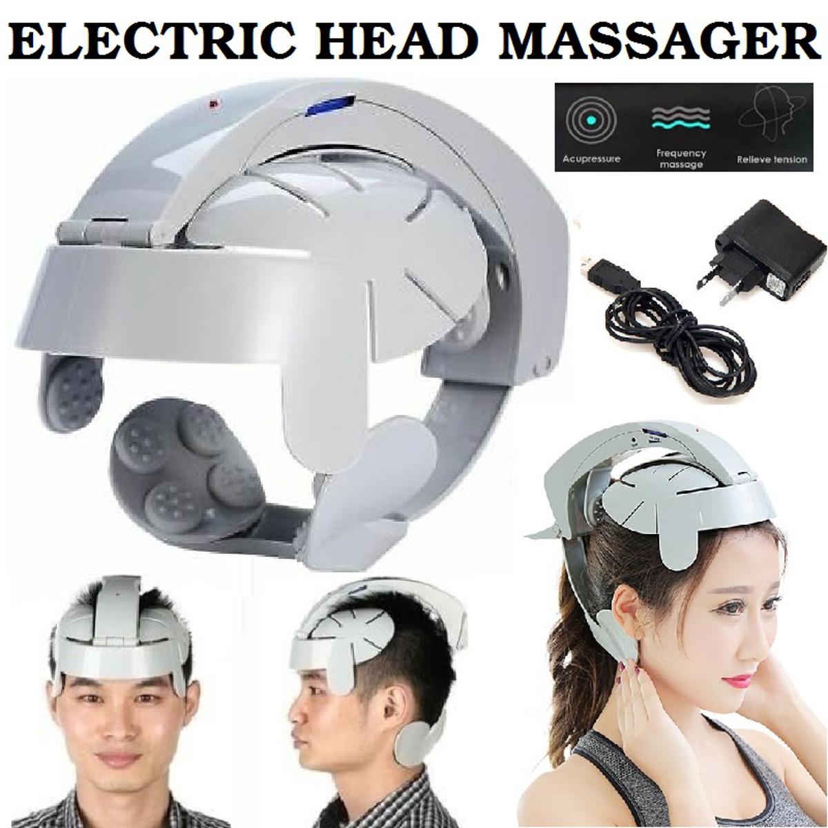 Picture of Electric Head Massage Helmet Vibration Therapy Brain Massager Home Relaxing Head Massager Head Massage Instrument Multicolor