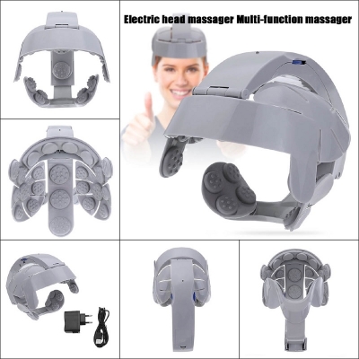 Picture of Electric Head Massage Helmet Vibration Therapy Brain Massager Home Relaxing Head Massager Head Massage Instrument Multicolor