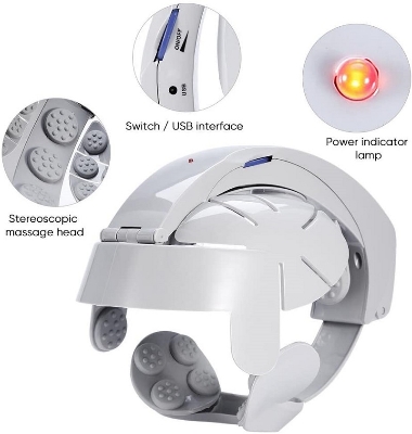 Picture of Electric Head Massage Helmet Vibration Therapy Brain Massager Home Relaxing Head Massager Head Massage Instrument Multicolor