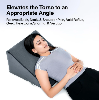 Picture of Wedge Pillow Foam | 2 Years Warranty | Orthopedic Wedge Cushion for Back Support, Sleeping, Leg Elevator, Pregnancy, GERD, Anti Snoring (Dark Grey, 18 x 17.5 x 11 Inch) Multicolor