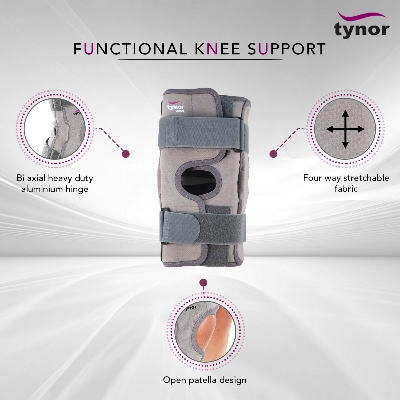 Picture of Tynor Functional Knee Support, hinged knee brace Light Ash