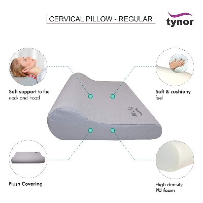 Picture of Tynor Cervical Pillow RegularSoft,Durable,Cervical Spine Posture Grey