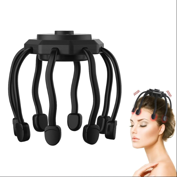Picture of Head Massager Octopus Scalp Massagers,360 Degree Automatic Rechargeable Handfree Relax Massage with 3 Vibration Mode for Stress Pain Relax Headache Pain Relief Machine, Black