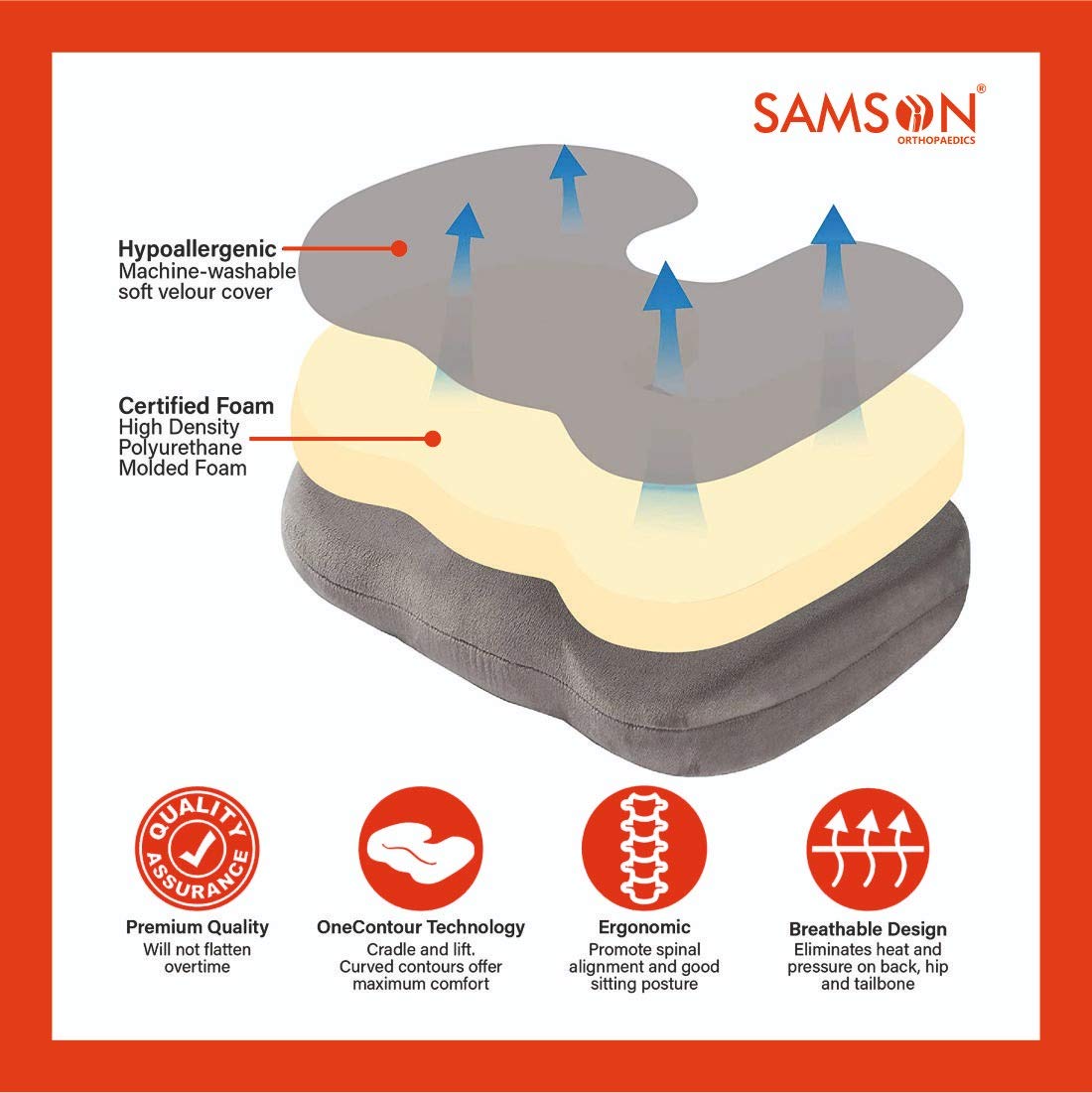 Picture of Coccyx Cushion Seat Samson Grey