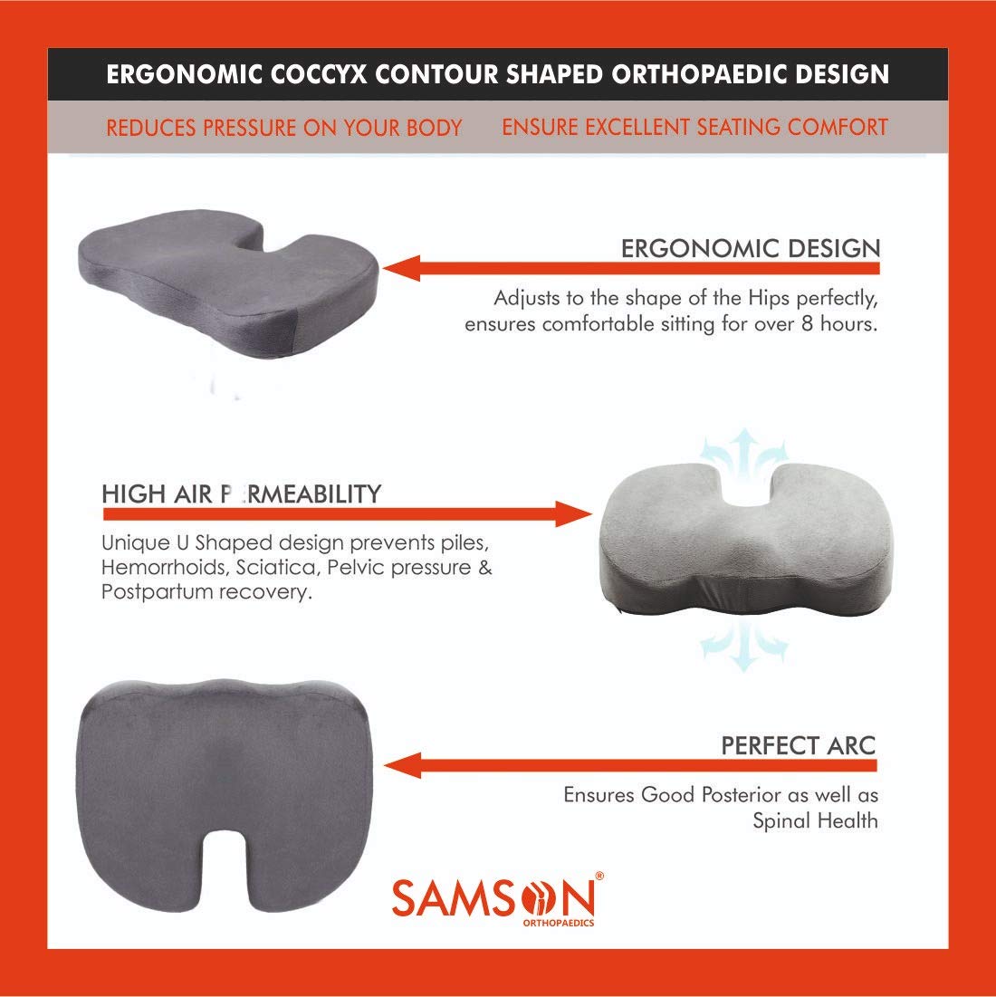 Picture of Coccyx Cushion Seat Samson Grey