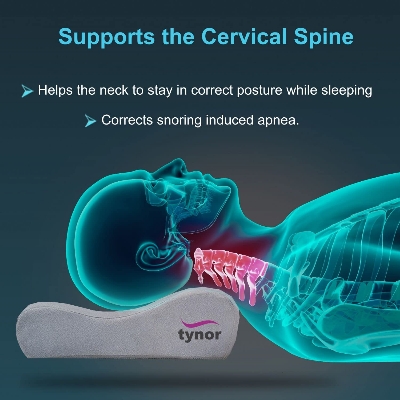 Picture of TYNOR Contoured Cervical Pillow, Grey, Universal Size, 1 Unit Grey