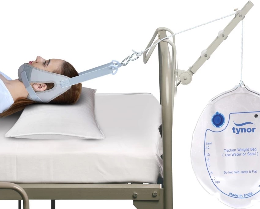 Picture of TYNOR Cervical Traction Kit (Sleeping) with Weight Bag, Grey, Universal Size, 1 Set Neck Support Multicolor