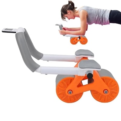 Picture of Abdominal Roller Ab Wheel Roller Automatic Rebound Ab Roller Wheel Abdominal Exercises Abdominal Exercise Equipment with Knee Pad Elbow Support Phone Holder for Home Gym Strength Workouts Multicolor