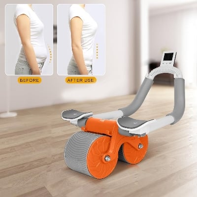 Picture of Abdominal Roller Ab Wheel Roller Automatic Rebound Ab Roller Wheel Abdominal Exercises Abdominal Exercise Equipment with Knee Pad Elbow Support Phone Holder for Home Gym Strength Workouts Multicolor