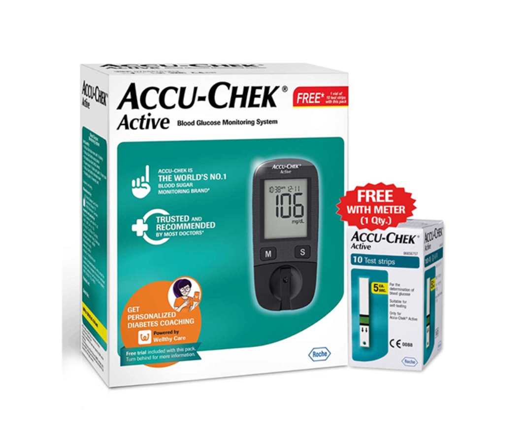 Picture of Accu Chek Active Blood Glucose Meter with 10 Strips Multicolor