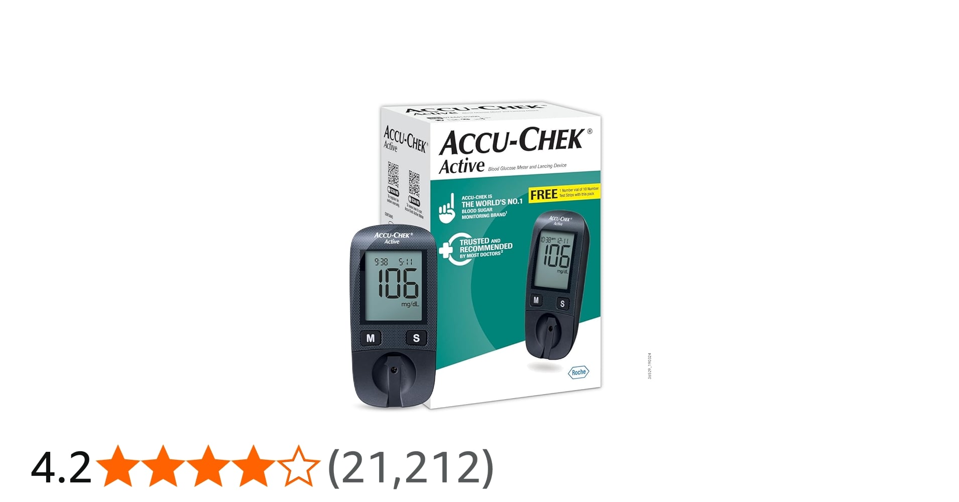 Picture of Accu Chek Active Blood Glucose Meter with 10 Strips Multicolor
