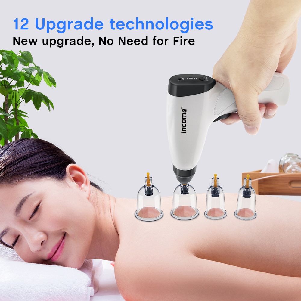 Picture of Electric Vacuum Cupping Machine Therapy Set Anti-cellulite Massager Chinese Physiotherapy Suction Cups Massage Body White