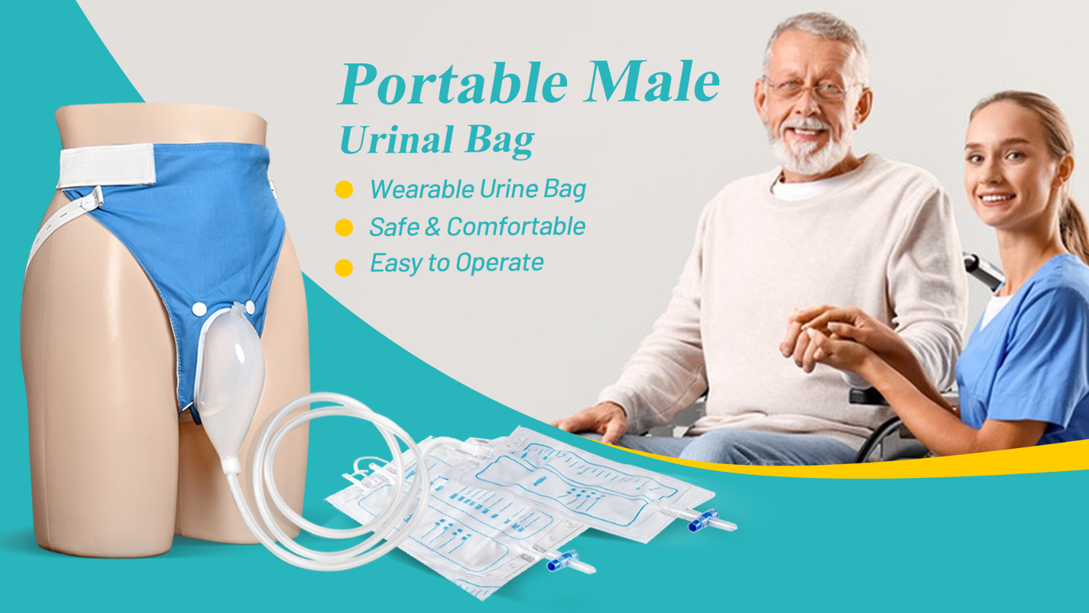 Picture of Urine Collector 100% Silicone Man & Woman  Urinal with Urine Catheter Bags 